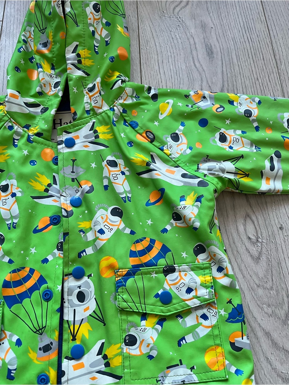 Hatley 18-24M ☔️ Toddler Baby Rain Jacket Outer Space Green Raincoat